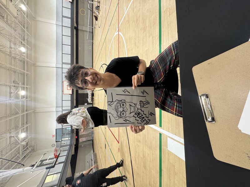 Adult caricature portrait at a Texas school event by Poppin' Parties TX