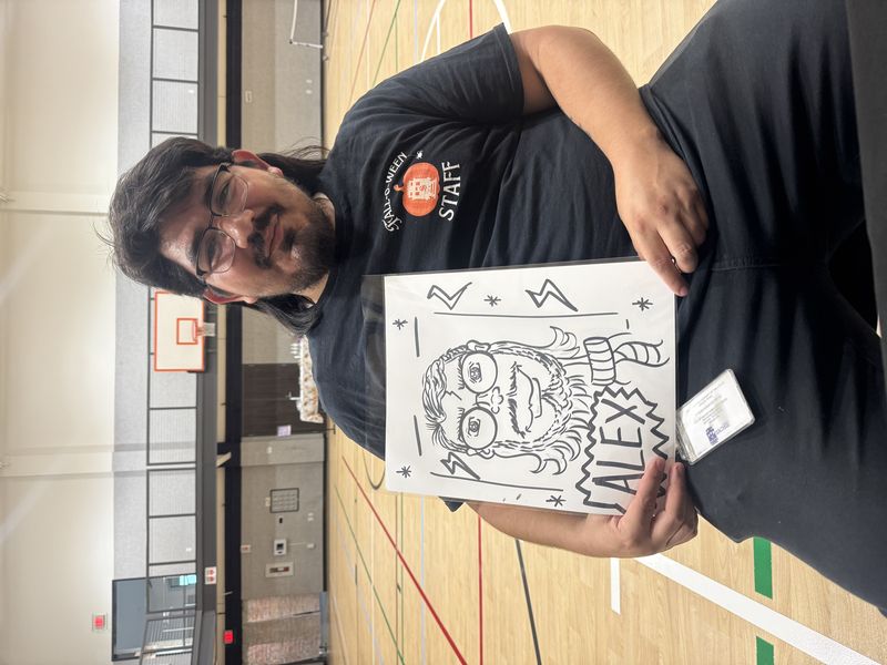 Teen caricature portrait at a Texas party by Poppin' Parties TX