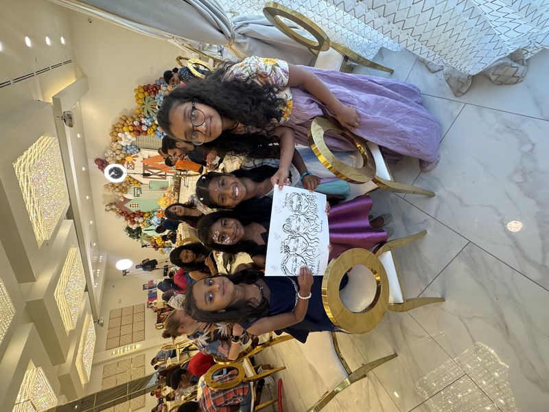 Group caricature portraits from a Texas first birthday party by Poppin' Parties TX